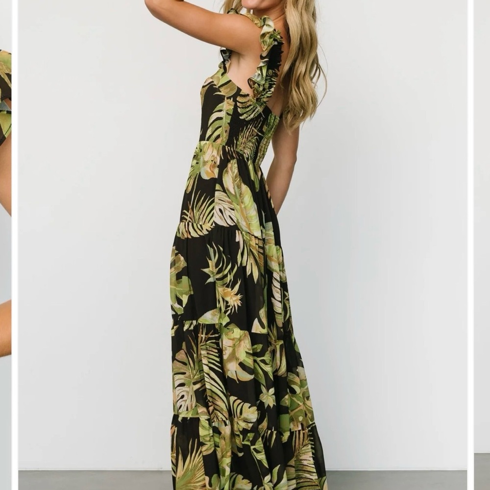 Baltic Born Encinitas Black and Green palm maxi  Dress large - Picture 5 of 13